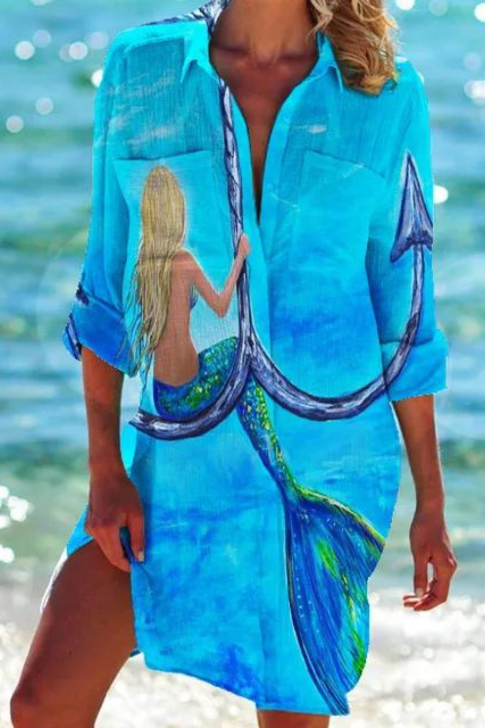 Mune | Long Beach Blouse with Marine Motif
