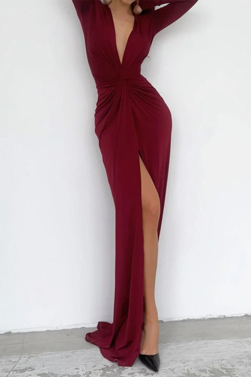 Mune | Elegant dress with V-neck and pleated cut
