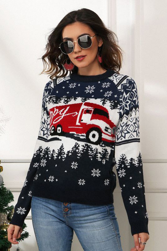 Mune | Snowflake and Truck Print Christmas Sweater