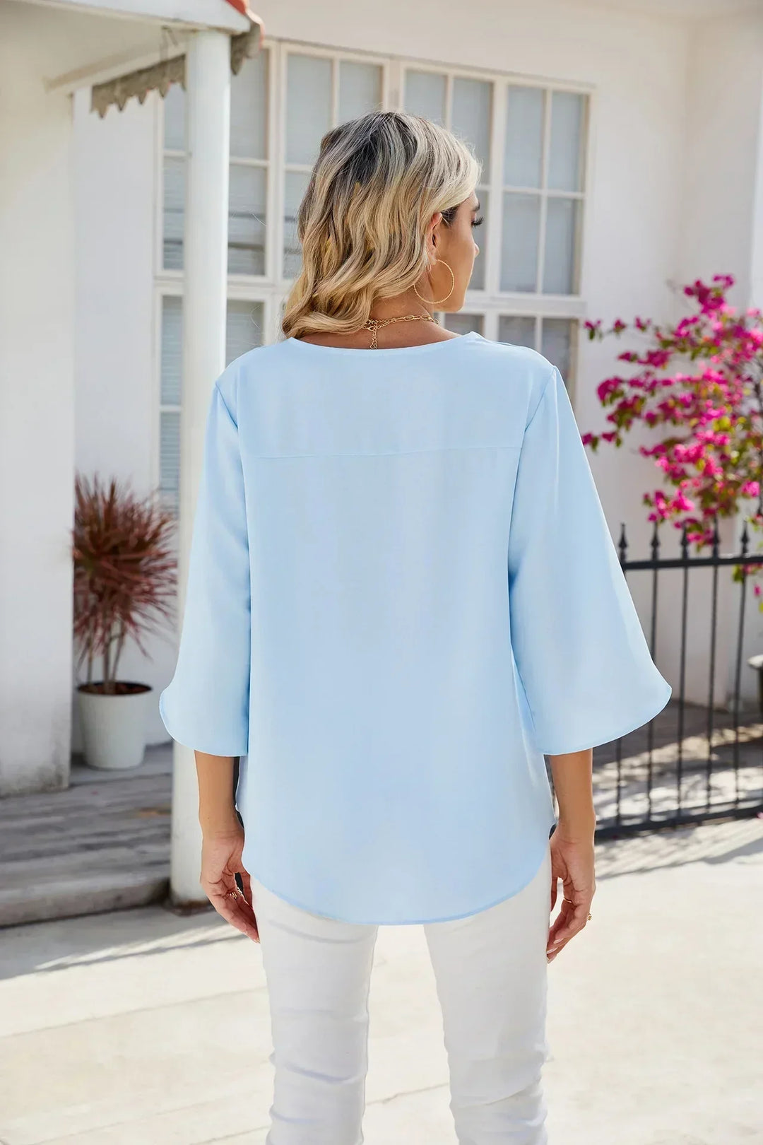 Unique blouse with V-neck