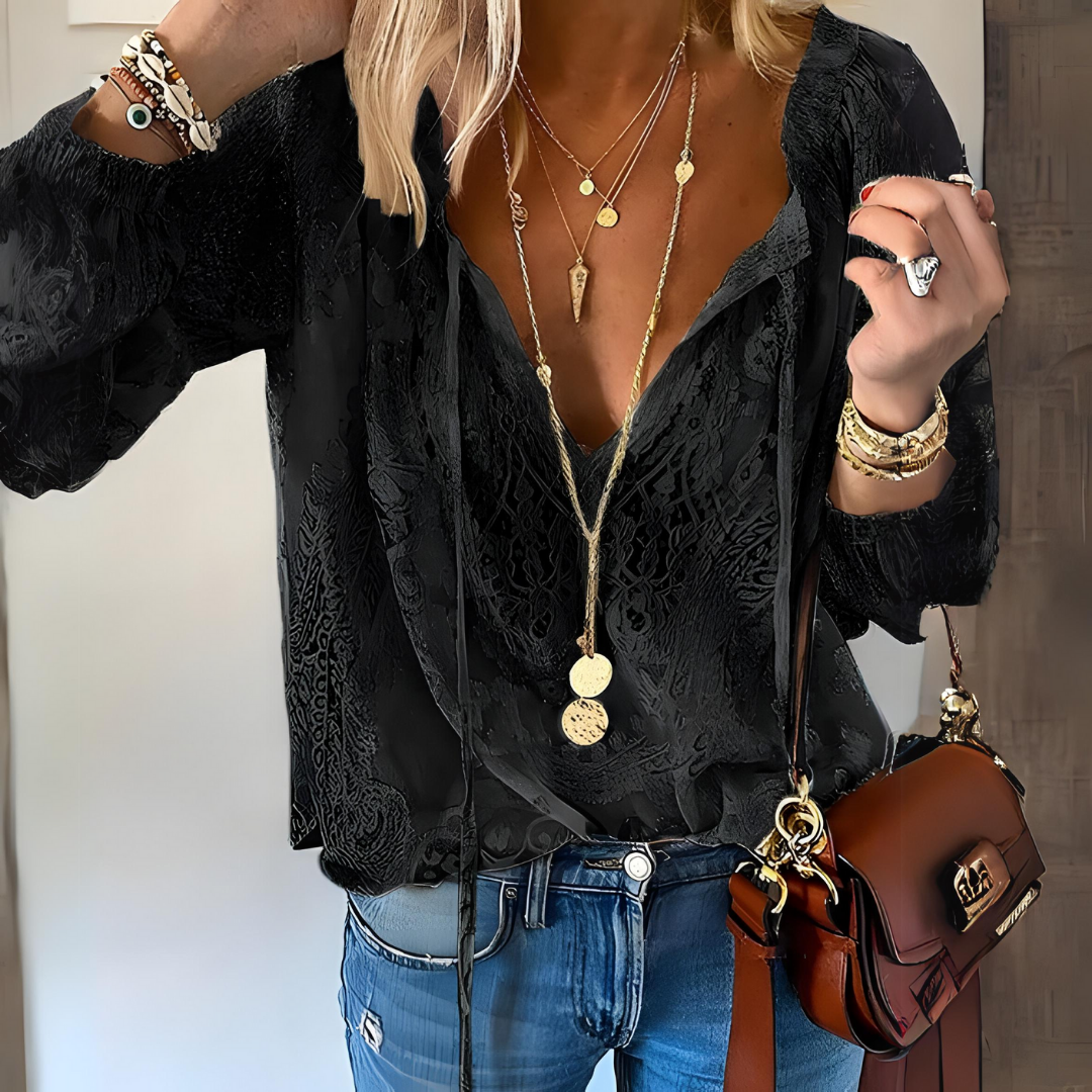 Women Elegant Boho V Neck Blouse