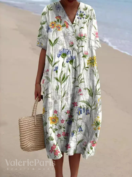 Mune Fashion | Casual dress with floral print made of breathable cotton fabric