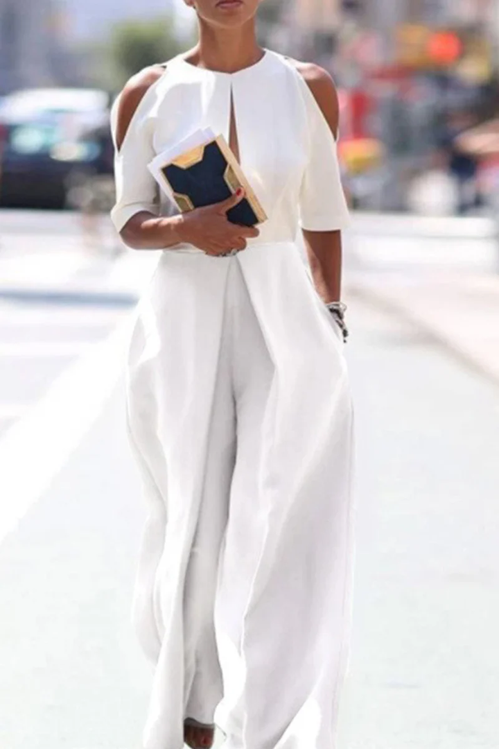 Mune Fashion - Casual jumpsuits with straight legs and open, round neckline