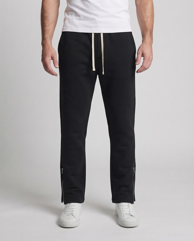 Men's Relaxed Lounge Sweatpants with Wide Leg, Pleat and Side Hem Zip Mune Fashion
