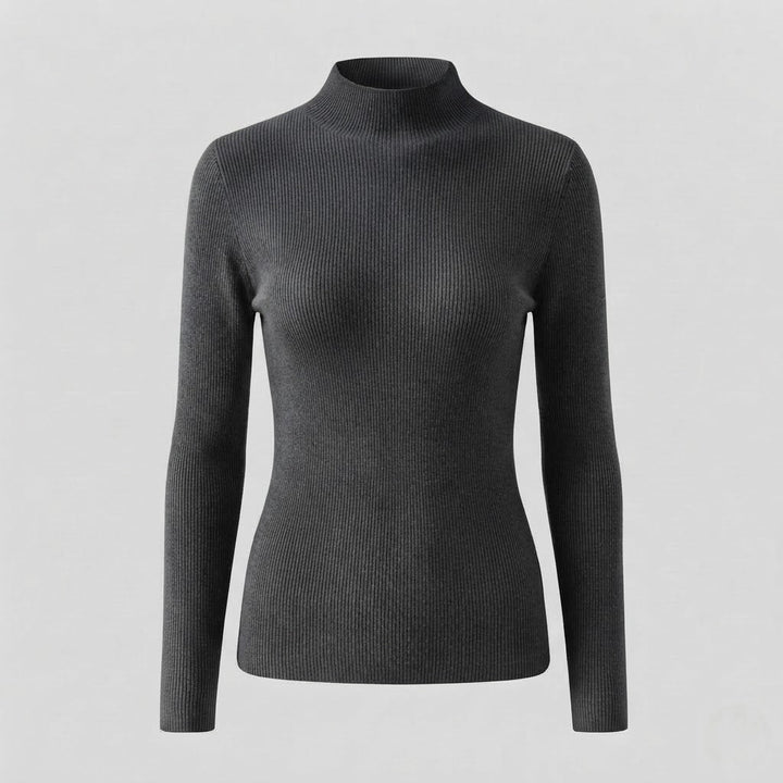 Ladies Elegant Slim-Fit Turtleneck Sweater made of soft Angora blend with fine rib structure Mune Fashion