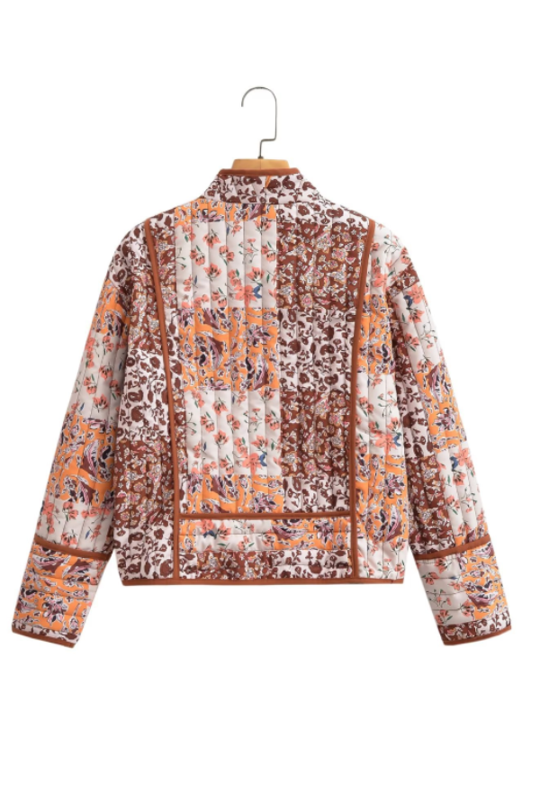 Mune | Printed Loose Casual Cardigan Short Quilted Cotton Jacket