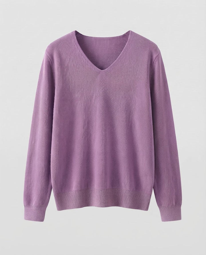 Women Fine Knit V-Neck Sweater made of Cozy Angora Mix Mune Fashion