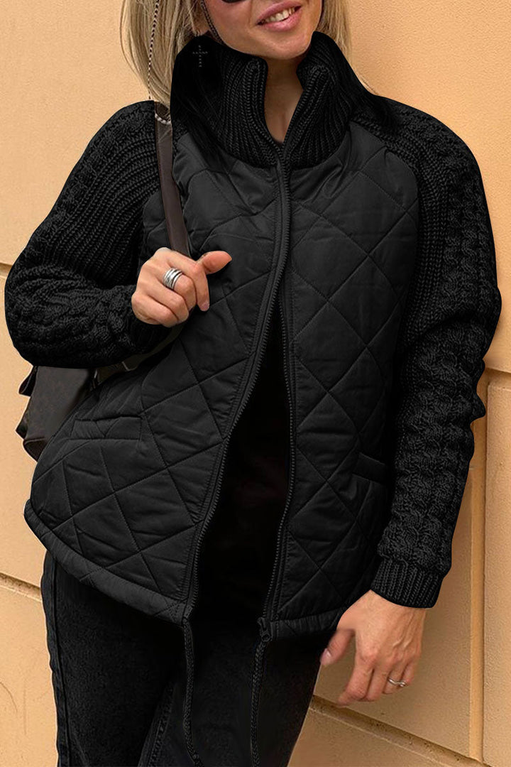 Mune | Casual Solid Color Knitted Patchwork-Lined Jacket