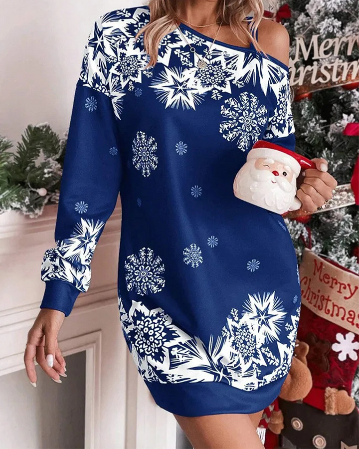 Mune | Asymmetrical Shoulder Christmas Dress