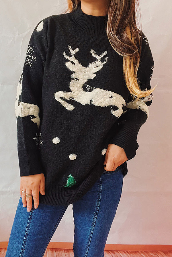 Mune | Christmas Pattern Knitted Round Neck Long Sleeve Sweater