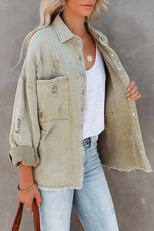 Mune | Revers Long Sleeve Ripped Denim Jacket