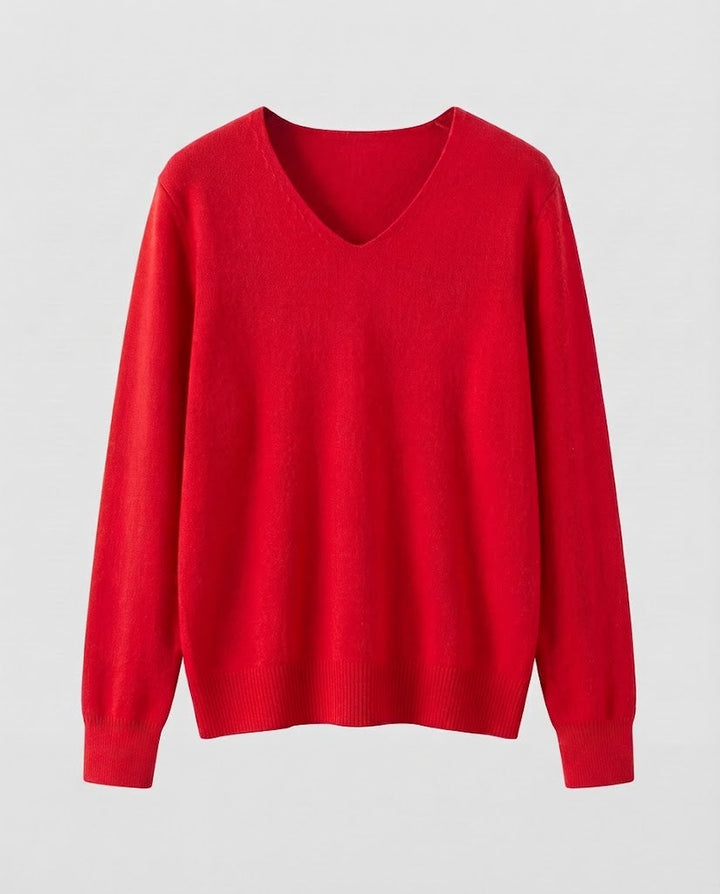 Women Fine Knit V-Neck Sweater made of Cozy Angora Mix Mune Fashion