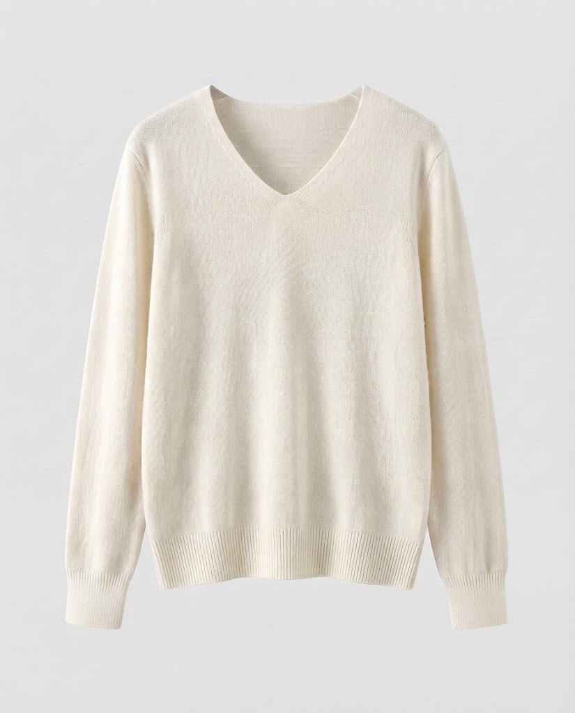 Women Fine Knit V-Neck Sweater made of Cozy Angora Mix Mune Fashion