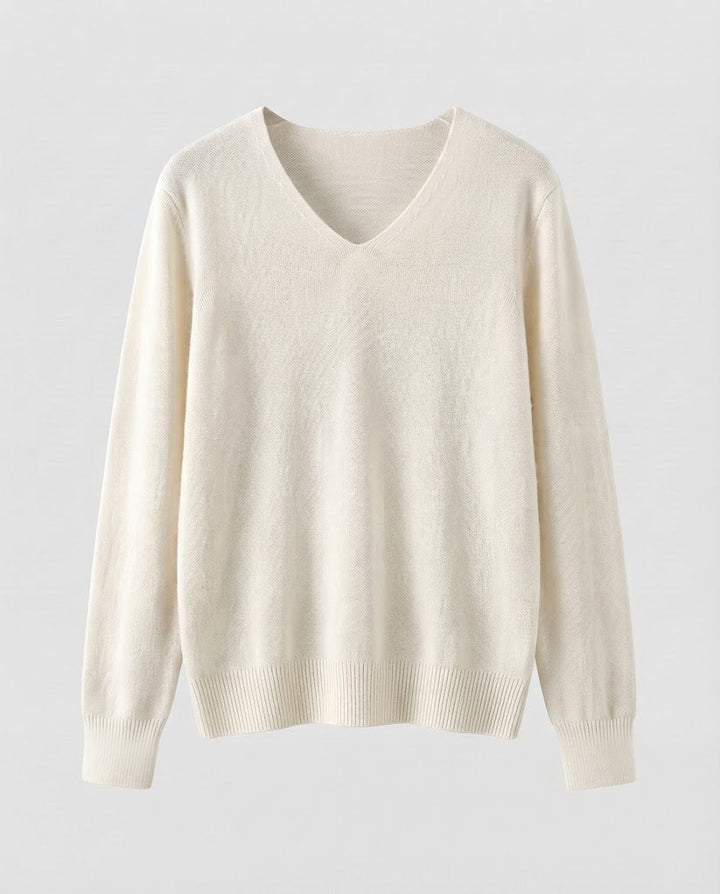Women Fine Knit V-Neck Sweater made of Cozy Angora Mix Mune Fashion
