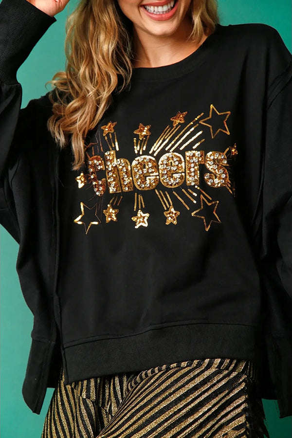 Mune | Christmas Sequins Casual Round Neck Long Sleeve Sweatshirt
