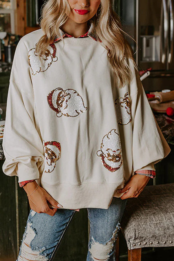 Mune | Santa Claus Sequins Casual Loose Sweatshirt