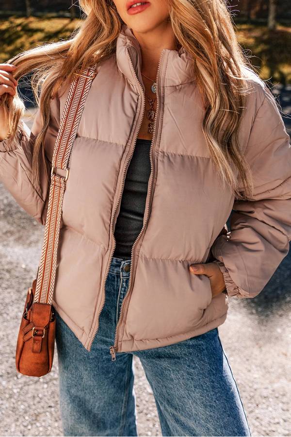 Mune | Pink Full Zip Quilted Puffer Jacket