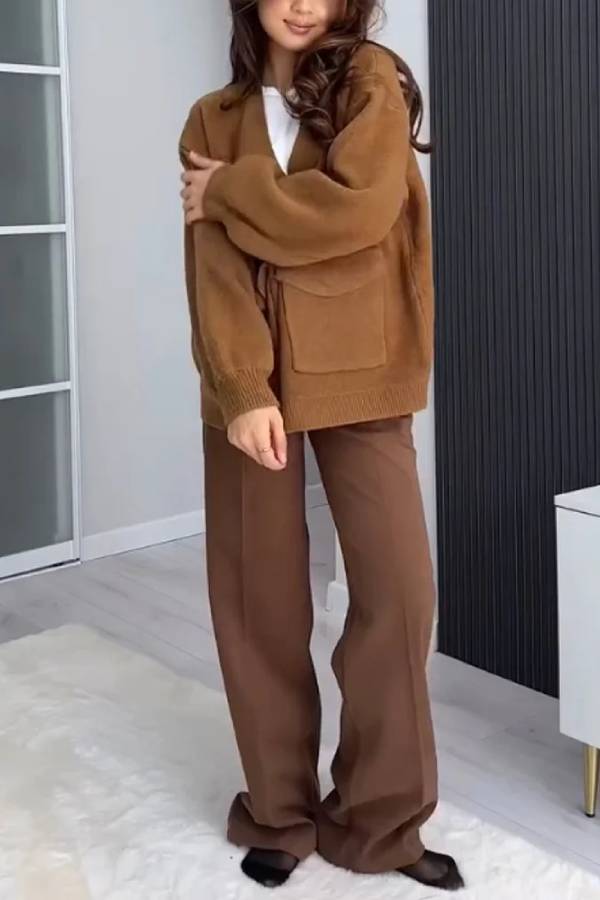 Mune | Color Versatile V-Neck Pocket Sweater Jacket
