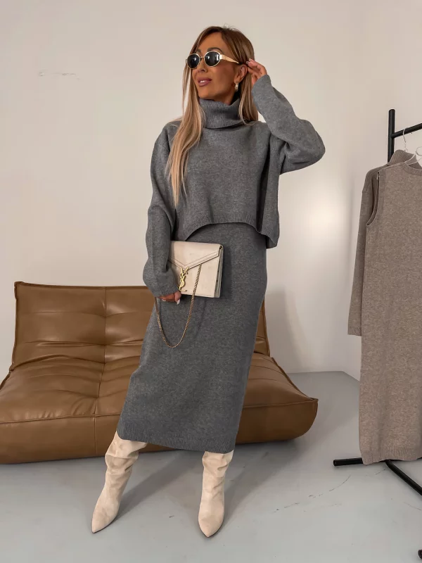 Mune | Jersey Set Midi Dress with Turtleneck