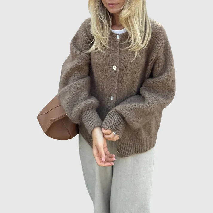Mune | Women's Cashmere Cardigan with Round Neck and Button Closure