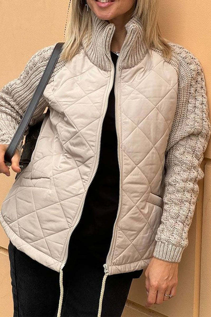 Mune | Casual Solid Color Knitted Patchwork-Lined Jacket
