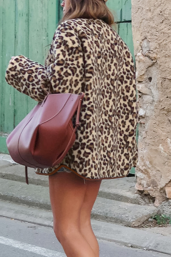 Mune | Leopard Loose Loose Cashmere Warm Jacket