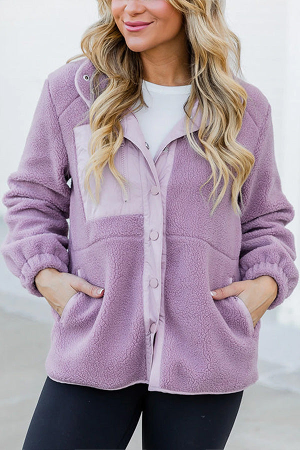 Mune | Sherpa Contrast Trim Zipper Pocket Jacket