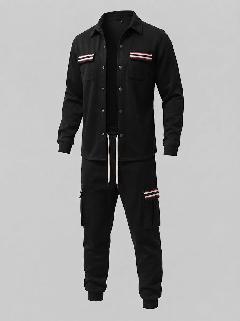 Men's cargo jogging suit with overshirt, drawstring and contrasting flap pockets Mune Fashion
