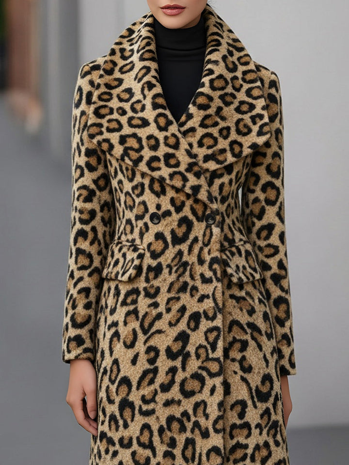 Mune | Winter Jacket with Leopard Pattern Double-Sided with Wool Elegant Outer Jacket for Casual and Formal Occasions