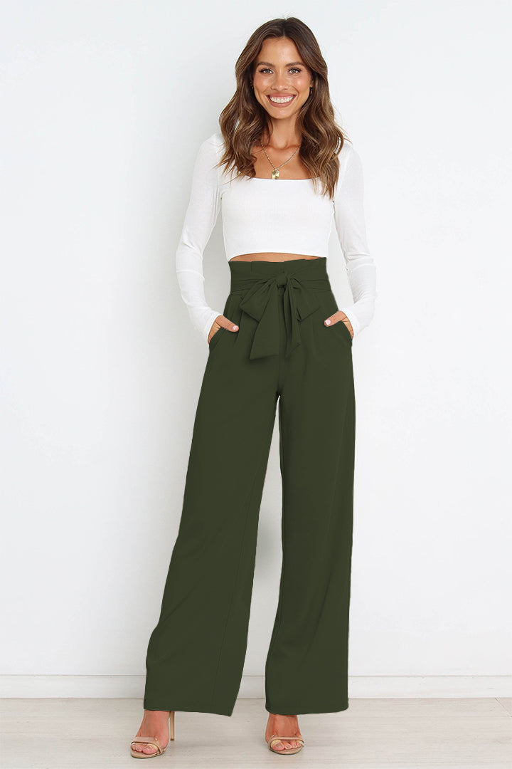 Mune Fashion | High Waist Paperbag Pants with Bow Detail