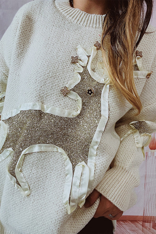 Mune | Christmas Pattern Knitted Round Neck Long Sleeve Sweater