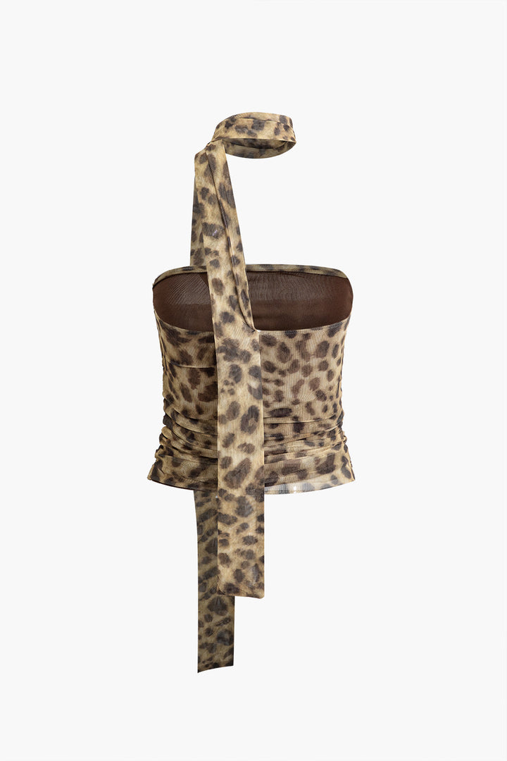 Mune | Top Type Halterneck In Red With Leopard Print