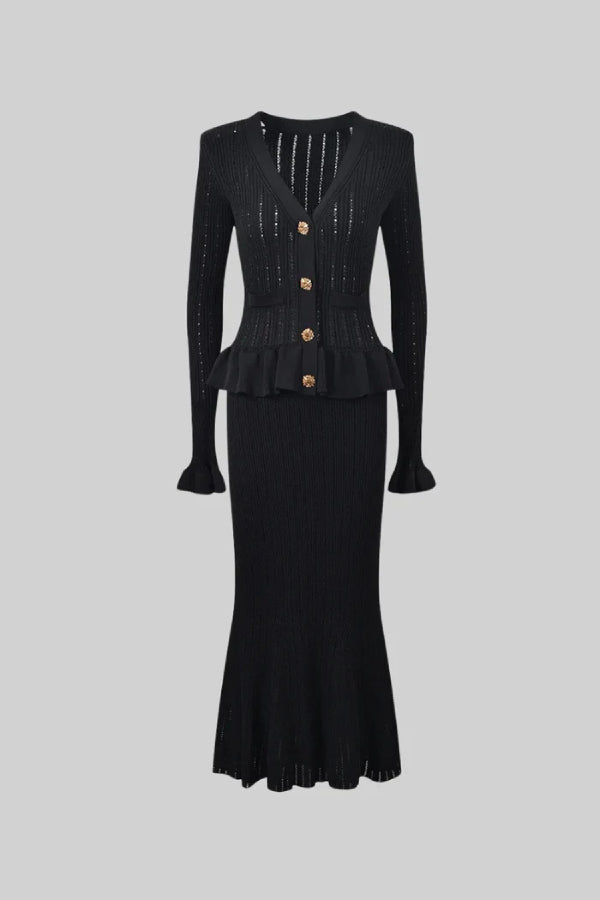 Mune | Jacket & Wide Flared Skirt Knit Set