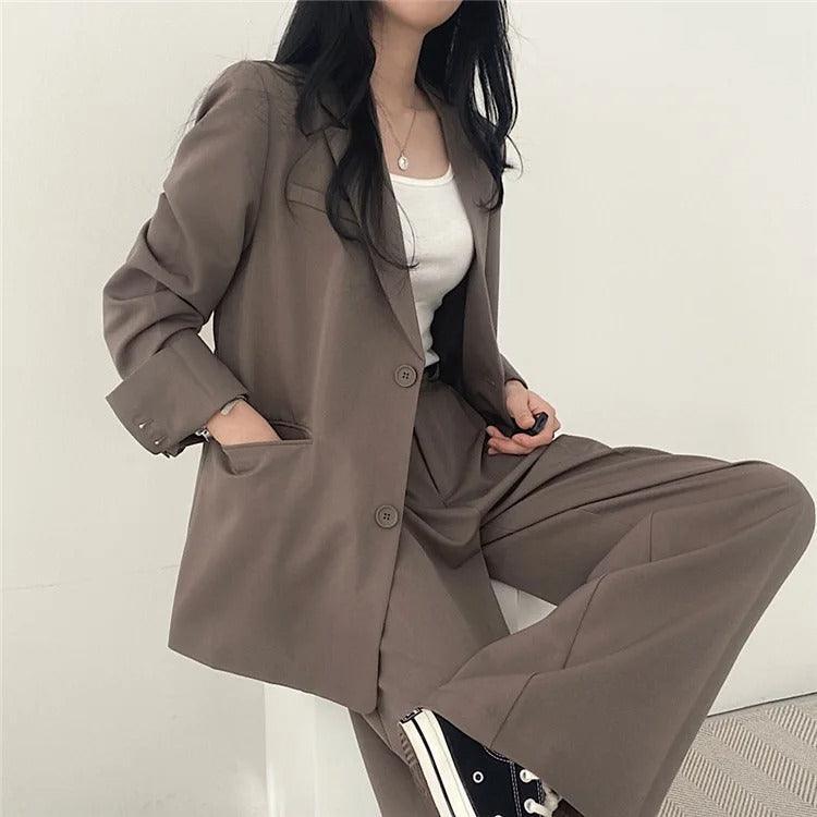 Women’s Tailored Suit Set with Long Blazer