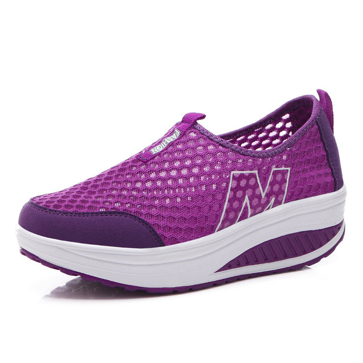 Women's lightweight mesh slip-ons with ergonomic wedge sole and shock-absorbing midsole Mune Fashion