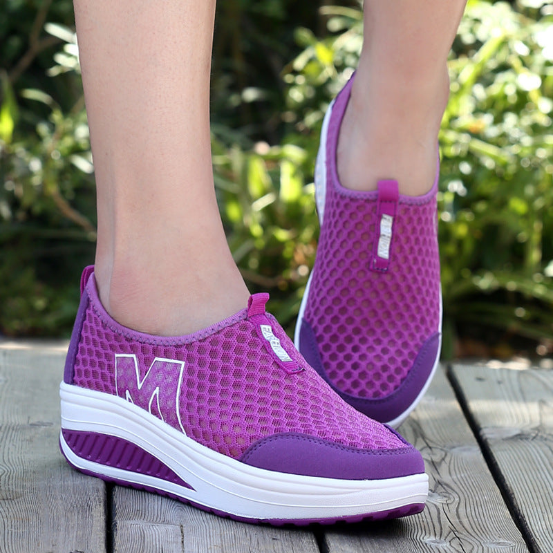 Women's lightweight mesh slip-ons with ergonomic wedge sole and shock-absorbing midsole Mune Fashion