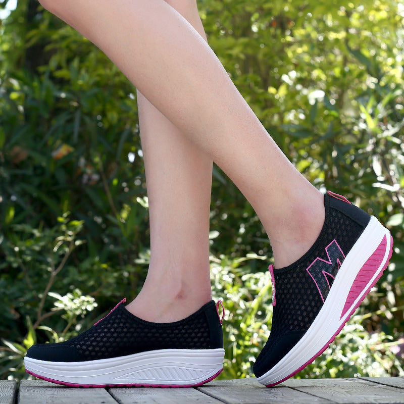 Women's lightweight mesh slip-ons with ergonomic wedge sole and shock-absorbing midsole Mune Fashion