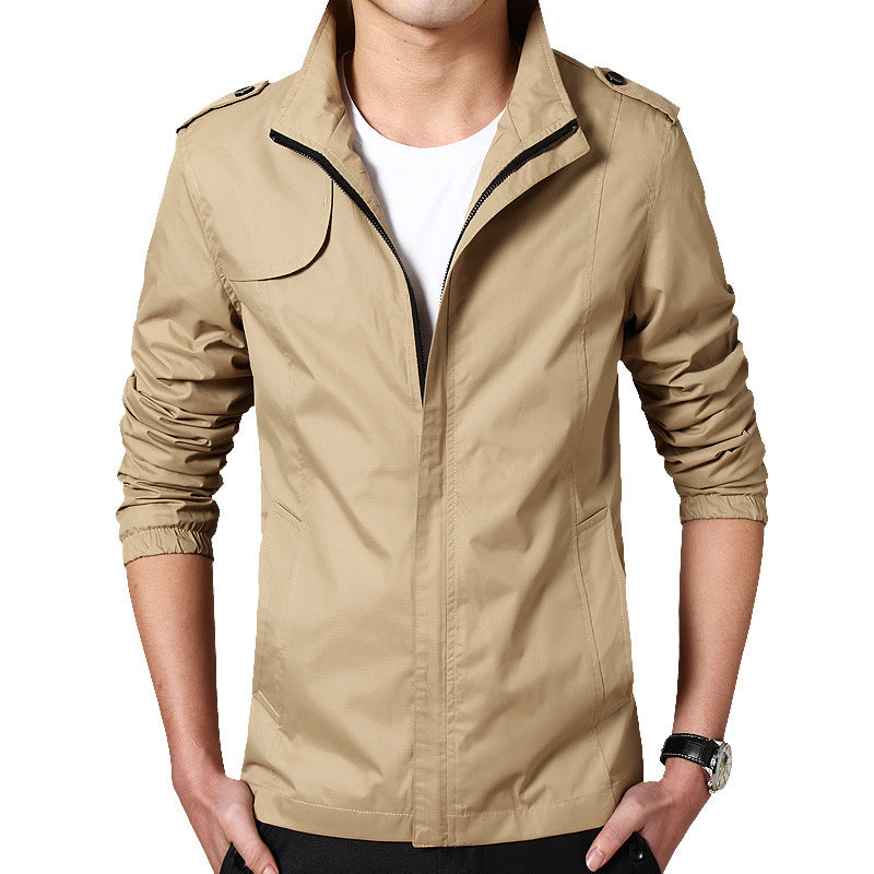 Men's Lightweight Field Blouson in Slim Fit with Stand-Up Collar and Shoulder Flaps Mune Fashion