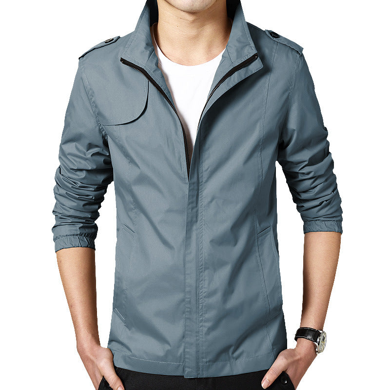 Men's Lightweight Field Blouson in Slim Fit with Stand-Up Collar and Shoulder Flaps Mune Fashion