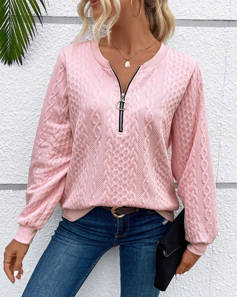 Mune | Casual Solid Color Sweatshirt with Long Sleeves and Zipper