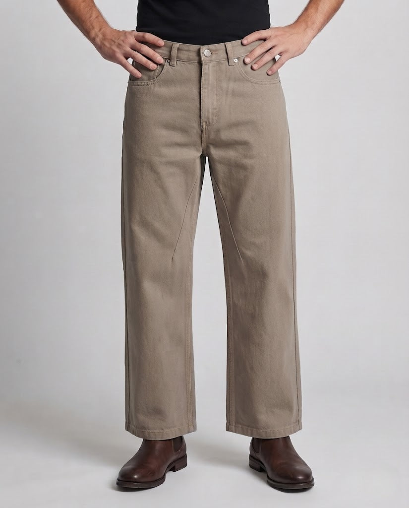 Men's Wide Cotton Twill Pants with Wide Leg and Straight Cut Mune Fashion