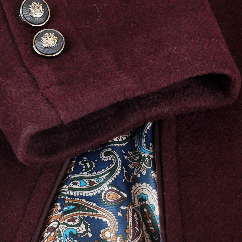 Men's Tailored Wool Blend Short Coat with Stand-Up Collar and Zipper Chest Pocket Mune Fashion