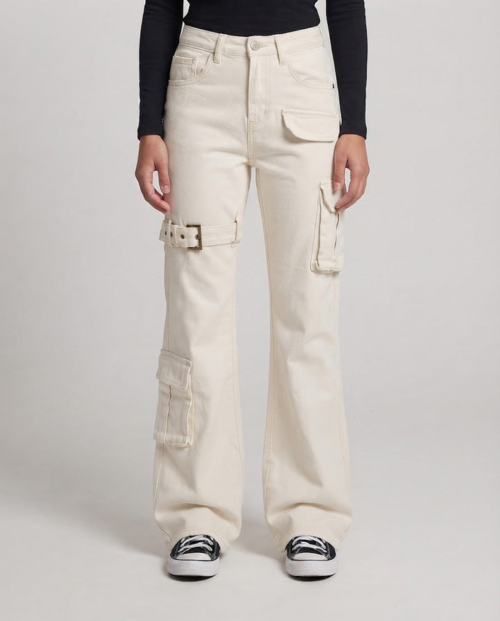 Women’s cargo palazzo pants with utility pockets and leg buckle Mune Fashion