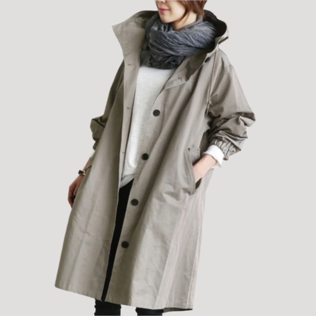 Mune | Women's Trench Coat Long Lightweight with Hood Jacket