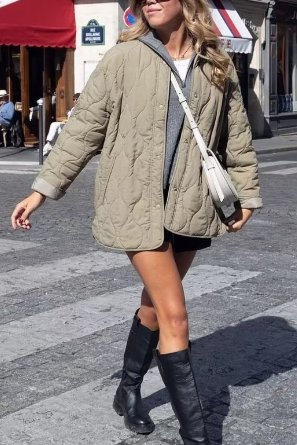 Mune | Color Loose Round Neck Padded Jacket