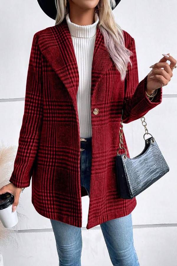 Mune | Collection Checked Collar Long Sleeve Jacket