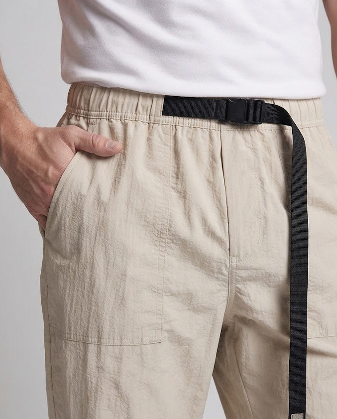 Men's Lightweight Technical Cargo Pants with Elastic Waistband and Belt Closure Mune Fashion