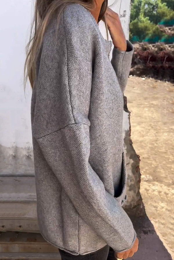 Mune | Color Crew Neck Long Sleeve Casual Zipper Pocket Cardigan
