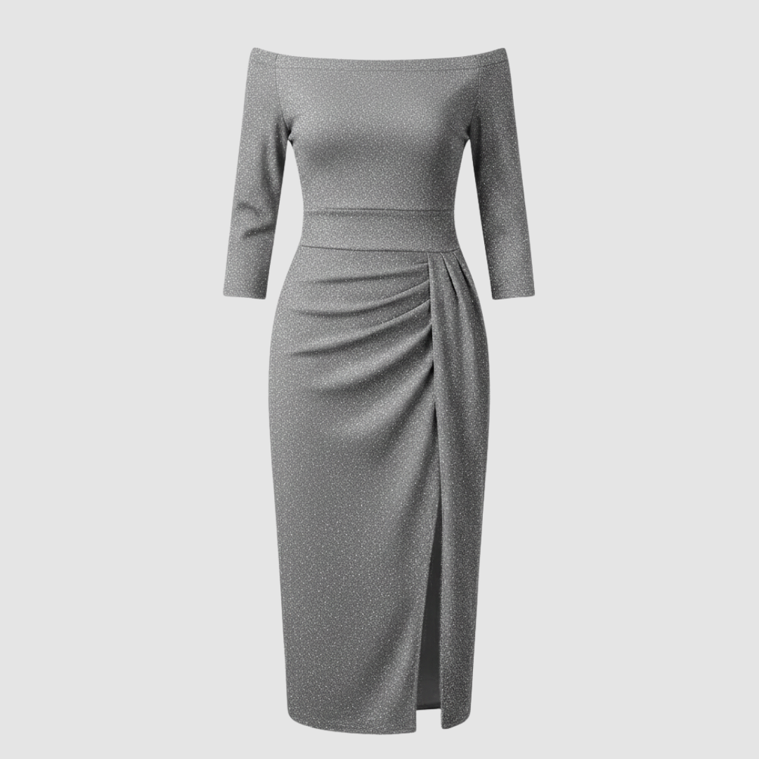 Elegant Wedding Guest Dress Off Shoulder Long Satin