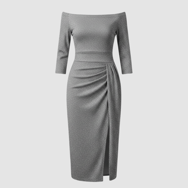 Elegant Wedding Guest Dress Off Shoulder Long Satin